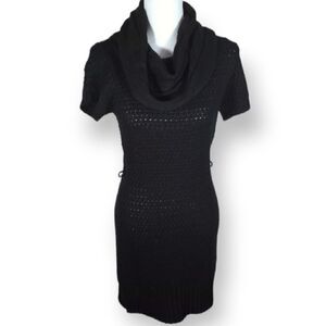 DEREK HEART BLACK COWL-NECK SWEATER DRESS SZ.L NWT